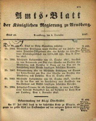 Amtsblatt für den Regierungsbezirk Arnsberg Samstag 4. Dezember 1847