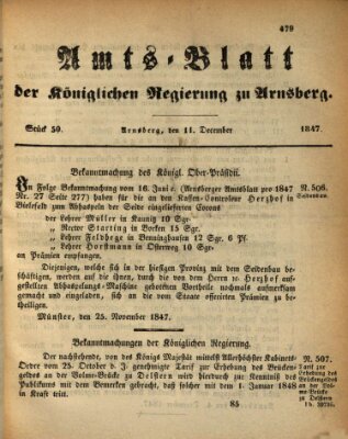 Amtsblatt für den Regierungsbezirk Arnsberg Samstag 11. Dezember 1847