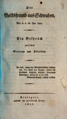 Der Volksfreund aus Schwaben Mittwoch 26. Januar 1820