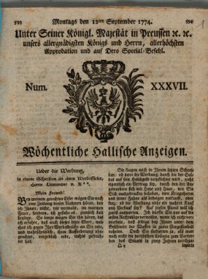 Wöchentliche hallische Anzeigen Montag 12. September 1774