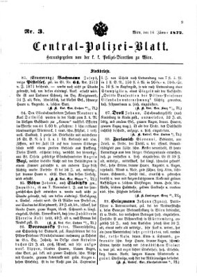 Zentralpolizeiblatt Dienstag 16. Januar 1872