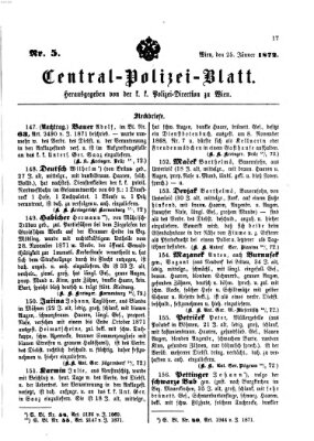 Zentralpolizeiblatt Donnerstag 25. Januar 1872