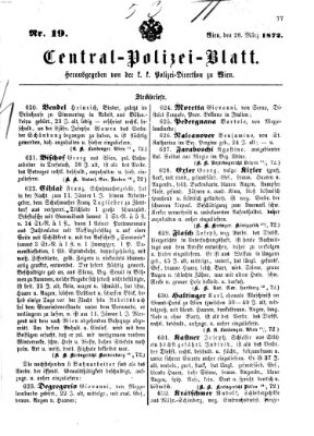 Zentralpolizeiblatt Donnerstag 28. März 1872