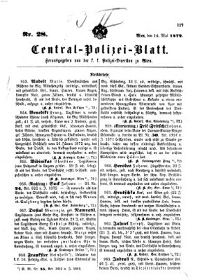 Zentralpolizeiblatt Dienstag 14. Mai 1872