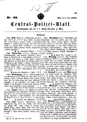 Zentralpolizeiblatt Samstag 6. Juli 1872