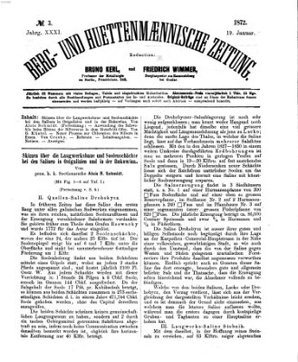 Berg- und hüttenmännische Zeitung Freitag 19. Januar 1872