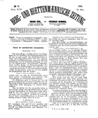 Berg- und hüttenmännische Zeitung Freitag 29. März 1872