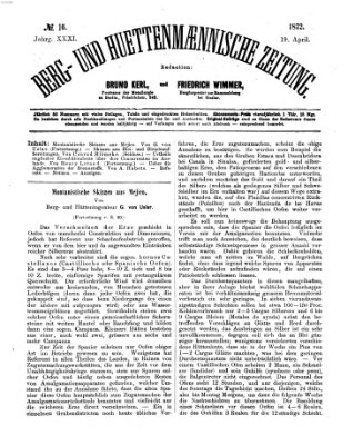 Berg- und hüttenmännische Zeitung Freitag 19. April 1872