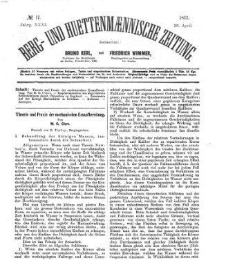 Berg- und hüttenmännische Zeitung Freitag 26. April 1872