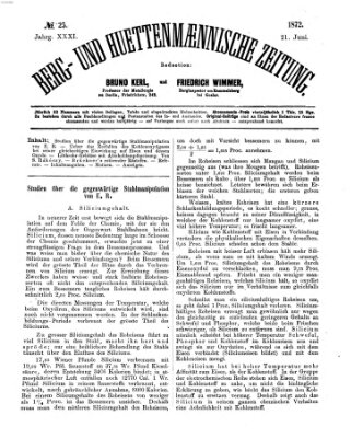 Berg- und hüttenmännische Zeitung Freitag 21. Juni 1872