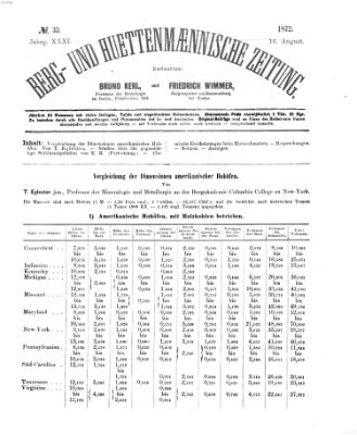 Berg- und hüttenmännische Zeitung Freitag 16. August 1872