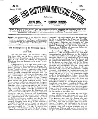 Berg- und hüttenmännische Zeitung Freitag 30. August 1872