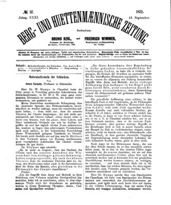 Berg- und hüttenmännische Zeitung Freitag 13. September 1872