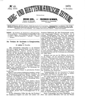 Berg- und hüttenmännische Zeitung Freitag 8. November 1872