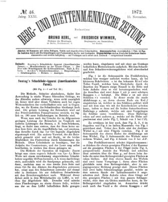 Berg- und hüttenmännische Zeitung Freitag 15. November 1872