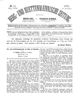 Berg- und hüttenmännische Zeitung Freitag 20. Dezember 1872