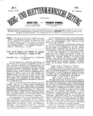 Berg- und hüttenmännische Zeitung Freitag 27. Januar 1871