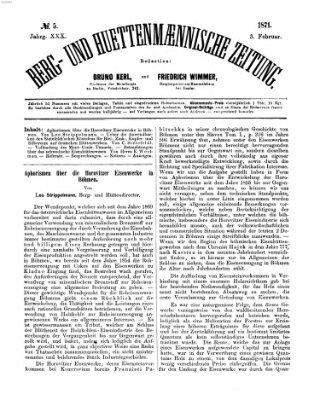 Berg- und hüttenmännische Zeitung Freitag 3. Februar 1871