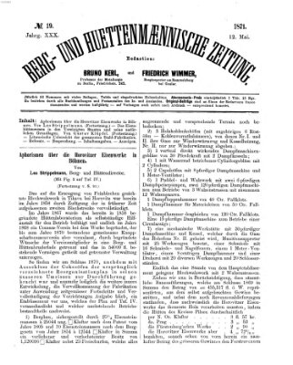 Berg- und hüttenmännische Zeitung Freitag 12. Mai 1871