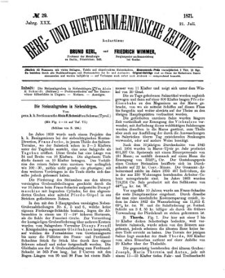 Berg- und hüttenmännische Zeitung Freitag 21. Juli 1871