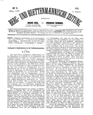 Berg- und hüttenmännische Zeitung Freitag 4. August 1871