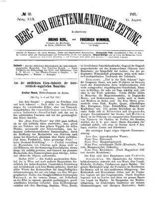 Berg- und hüttenmännische Zeitung Freitag 11. August 1871