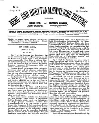 Berg- und hüttenmännische Zeitung Freitag 22. Dezember 1871