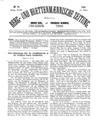 Berg- und hüttenmännische Zeitung Freitag 11. März 1870