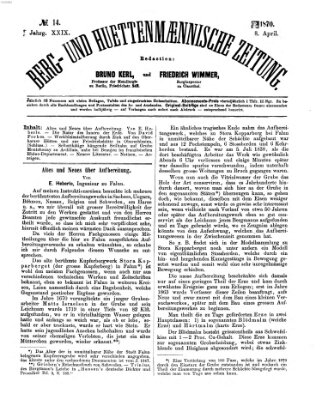 Berg- und hüttenmännische Zeitung Freitag 8. April 1870