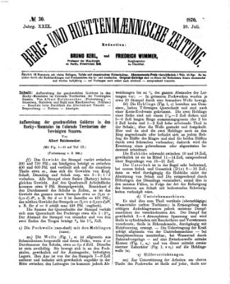 Berg- und hüttenmännische Zeitung Freitag 29. Juli 1870