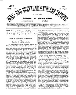 Berg- und hüttenmännische Zeitung Freitag 19. August 1870