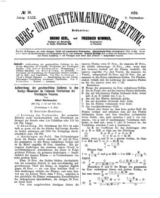 Berg- und hüttenmännische Zeitung Freitag 9. September 1870