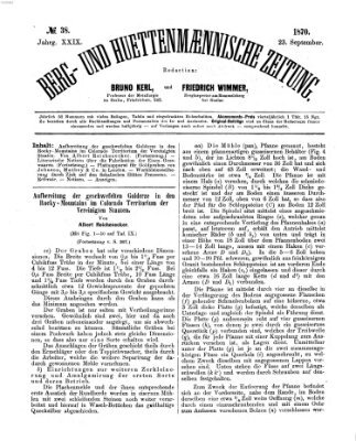 Berg- und hüttenmännische Zeitung Freitag 23. September 1870