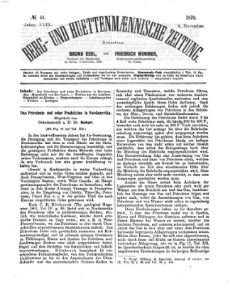 Berg- und hüttenmännische Zeitung Freitag 4. November 1870