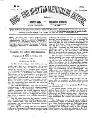 Berg- und hüttenmännische Zeitung Freitag 18. November 1870