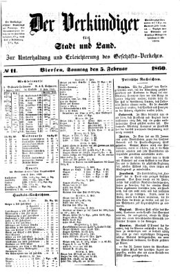 Der Verkündiger für Stadt und Land Sonntag 5. Februar 1860