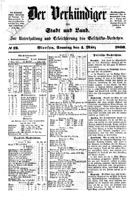 Der Verkündiger für Stadt und Land Sonntag 4. März 1860