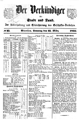 Der Verkündiger für Stadt und Land Sonntag 25. März 1860