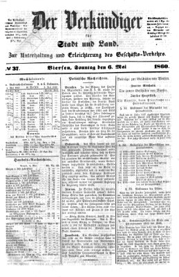 Der Verkündiger für Stadt und Land Sonntag 6. Mai 1860