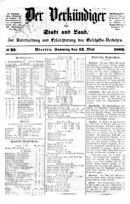 Der Verkündiger für Stadt und Land Sonntag 13. Mai 1860