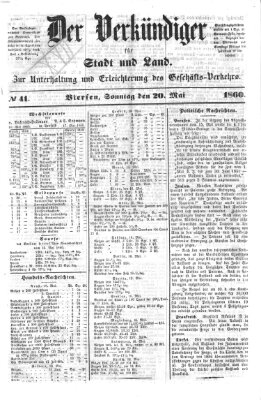 Der Verkündiger für Stadt und Land Sonntag 20. Mai 1860