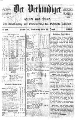 Der Verkündiger für Stadt und Land Sonntag 17. Juni 1860