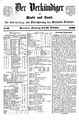 Der Verkündiger für Stadt und Land Sonntag 28. Oktober 1860