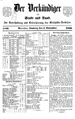 Der Verkündiger für Stadt und Land Sonntag 4. November 1860