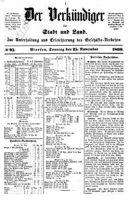 Der Verkündiger für Stadt und Land Sonntag 25. November 1860