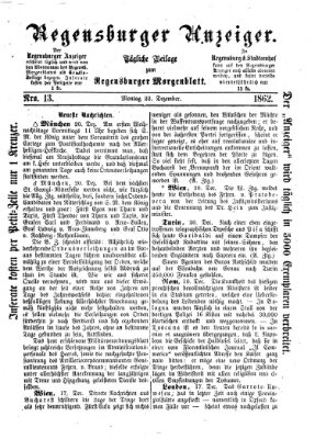 Regensburger Anzeiger Montag 22. Dezember 1862