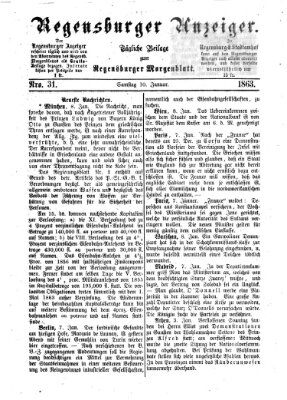 Regensburger Anzeiger Samstag 10. Januar 1863