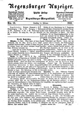 Regensburger Anzeiger Samstag 14. Februar 1863