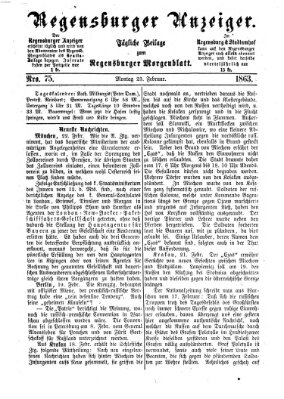 Regensburger Anzeiger Montag 23. Februar 1863