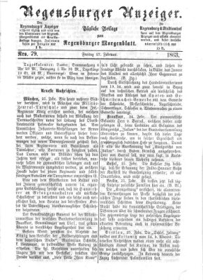 Regensburger Anzeiger Freitag 27. Februar 1863